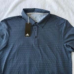 Adidas Navy Blue and White Men's Polo - Star Pattern